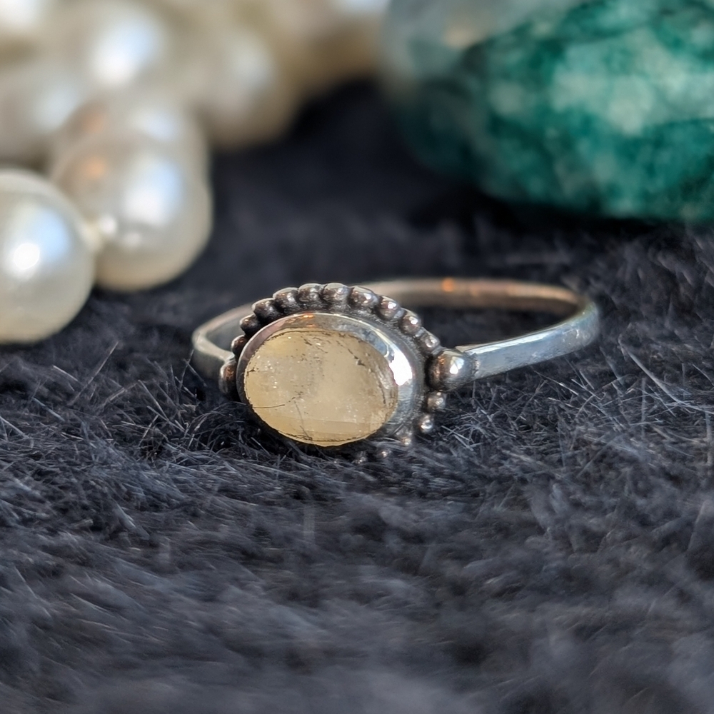 Solid Sterling Rutilated Quartz Ring 9 - image 2